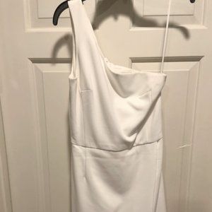 French Connection White Size 0 One Shoulder Mini Dress